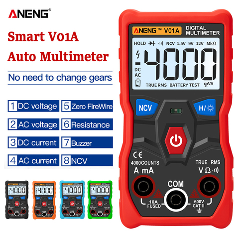 ANENG V01A  Digital Multimeter Automatic True-RMS intelligent NCV 4000 Counts AC/DC Voltage Current Ohm Test Tool ► Photo 1/6