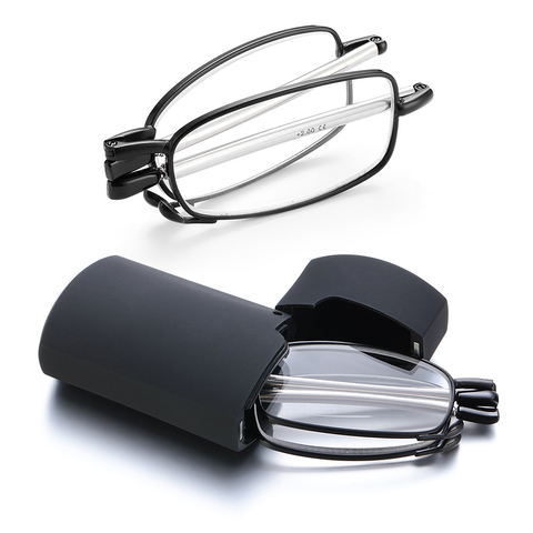 Hot Fashion MINI Design Reading Glasses Men Women Folding Small Glasses Frame Black Metal Glasses With Original Box Portable ► Photo 1/6