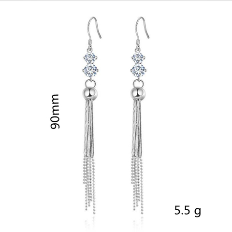 Charm Crystal Purple Tassel Drop Earrings Female Jewelry Fashion Lady Silver 925 Sterling Earring Long Accessories Women Gift ► Photo 1/6