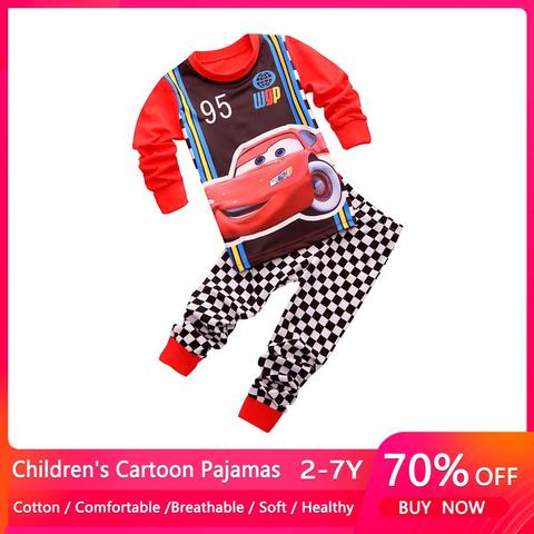 2022 New Kids Pajamas Sets Baby Girls and Boys Pyjamas Cotton Clothes 95 Car Cartoon Long sleeve T-shirt+Pants pyjama ► Photo 1/6