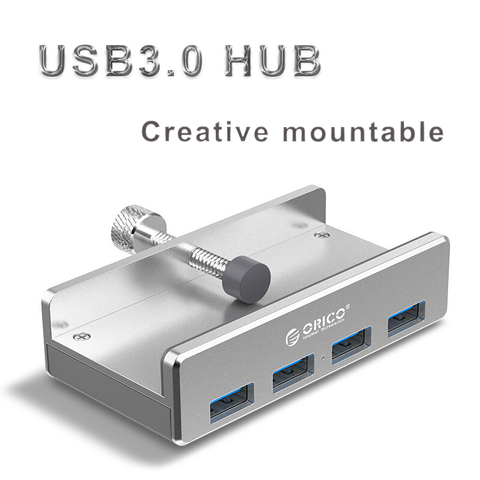 USB3.0 HUB Mountable To Monitor Table Desk Extended 4-port Aluminum USB HUB Support Power Charging 5Gbps Transmission USB Socket ► Photo 1/6