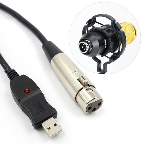 XLR 3 Pin Female to USB 2.0 Male Microphone Link Adapter Converter Cable  Wire 3m