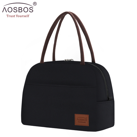 Aosbos Fashion Portable Cooler Lunch Bag Thermal Insulated Solid Tote Bags Large Food Picnic Lunch Box Bag for Men Women Kids ► Photo 1/6