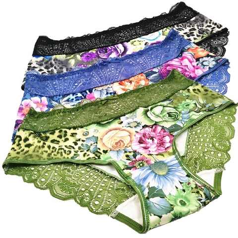 3Pcs/lot Fashion Briefs Women Underwears Plus Size 6XL Sexy High-end Luxury Lace Lingeries Hollow flowers Women's Panties ► Photo 1/6