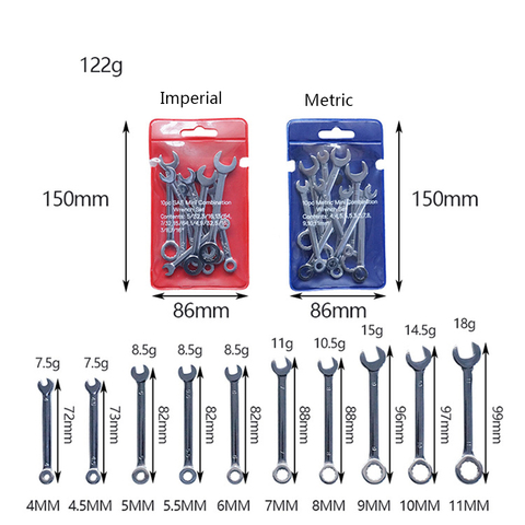 10pcs Mini Spanner Wrenches Set Hand Tool Key Ring Spanner Explosion-proof Pocket British/Metric Type Wrenches ► Photo 1/6