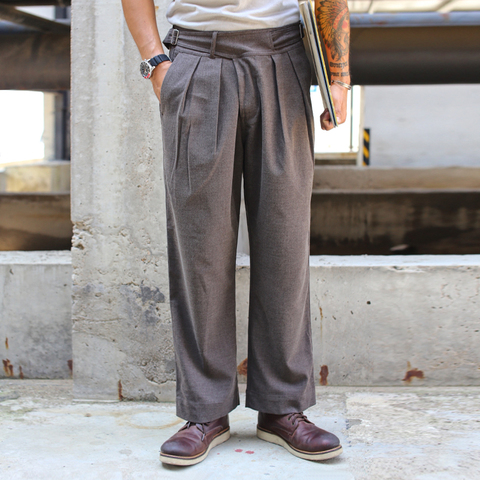 Saucezhan Suit Pants Dress Pants Mens Dress Pants Autumn Woolen Cloth Pant of Glory Gurkha pants VINTAGE Suit Trousers for Men ► Photo 1/6