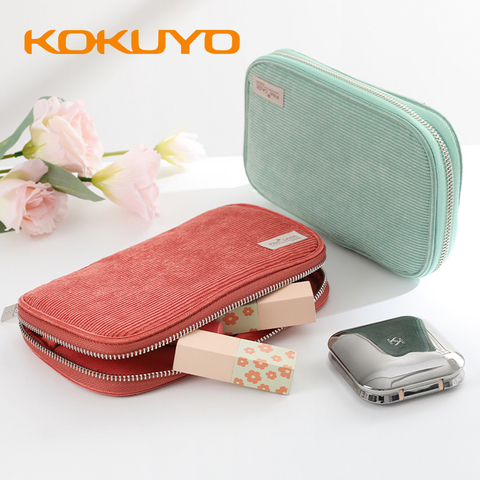 Japan kokuyo KOKUYO PAN CASE multifunctional pencil case student plate tray box corduroy pencil box large capacity cute creative ► Photo 1/6