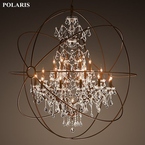 Modern Vintage Orb Crystal Chandelier Lighting Rustic Candle Chandeliers LED Pendant Hanging Light for Home Hotel Decoration ► Photo 1/6