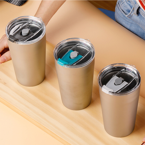 Travel Mug Tea-Cups Lid Coffee-Mugs Straw Titanium with Big Cup-Sleeve 500ml Double Layer For Beverage Juice Water Wine ► Photo 1/6