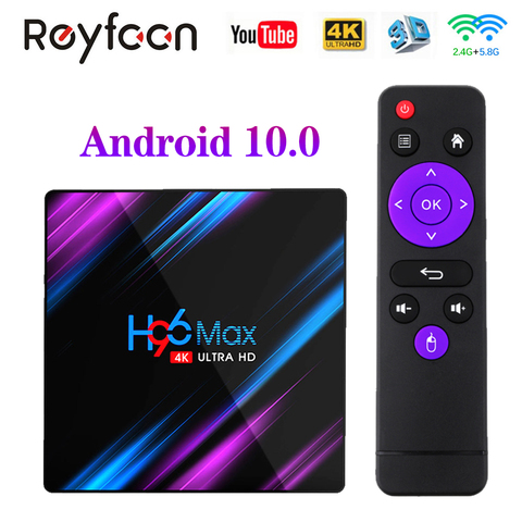 New H96 MAX Android 10 TV BOX Rockchip RK3318 4G 64GB 1080P 4K 5G Dual Wifi Smart TVBOX Google Player Store Youtube H96MAX Media ► Photo 1/6