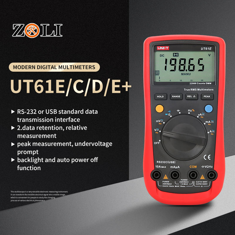 UNI-T UT61E Digital Multimeter True rms Auto Range UT61A UT61B UT61C UT61D  AC DC Meter USB voltage and current Multimetre