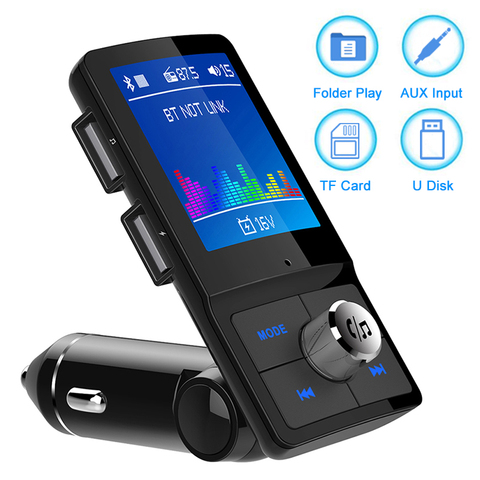 Car Mp3 Player Bluetooth FM Transmitter Modulator Hands-free 1.8' LED Display Support Folder/TF Card/U disk AUX Input Music Play ► Photo 1/6