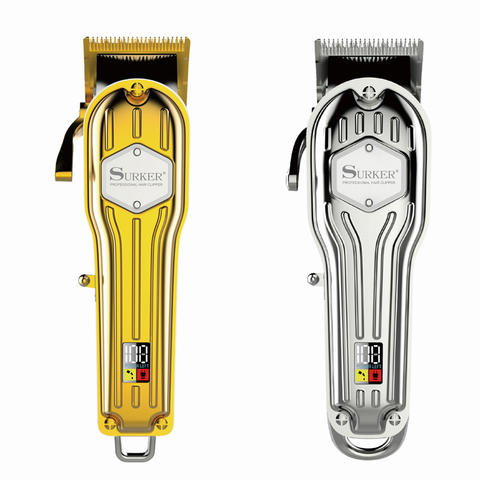 Surker cordless barber hair clipper professional hair trimmer for men all metal electric hair cutter gold machine haircut pivot ► Photo 1/6