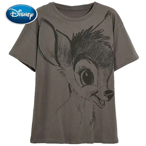 Disney T-Shirt Bambi Deer Fashion Women T-Shirt Summer Cartoon O-Neck Short Sleeve T-Shirt Women Casual Tee Tops Female Femmes ► Photo 1/6