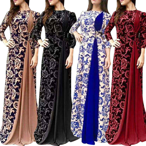 Hot apparel Plus Size Evening Party Dress Medieval Women Floral Print 3/4 Sleeve Autumn Maxi Dress Gown 2022 ► Photo 1/6