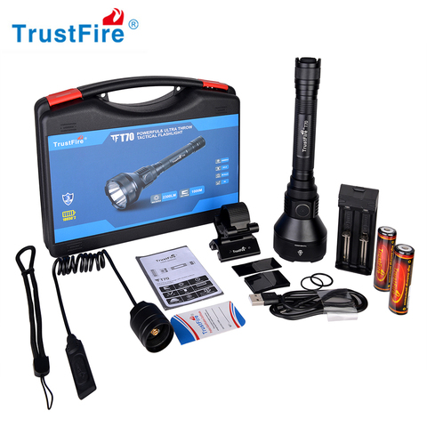 TrustFire T70 Outdoor Torch Kit XHP-35HI 2300 Lumens Range 1000mIPX8 Aluminum Waterproof Torch 18650 Battery With Charger ► Photo 1/6