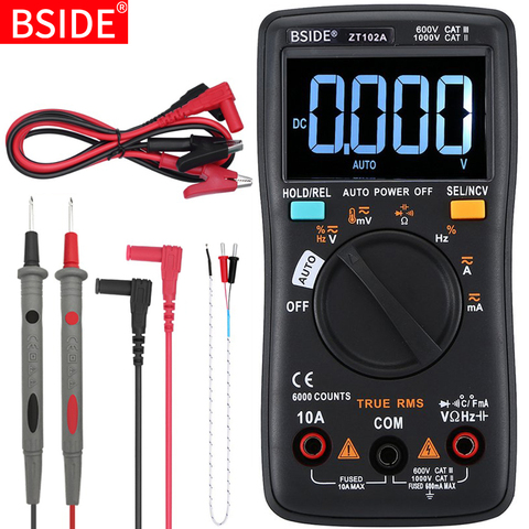 Digital Multimeter BSIDE ZT102 102A True RMS Auto Range Multimetro Voltmeter Ammeter Capacitance Temperature Ohm HZ NCV Tester ► Photo 1/6