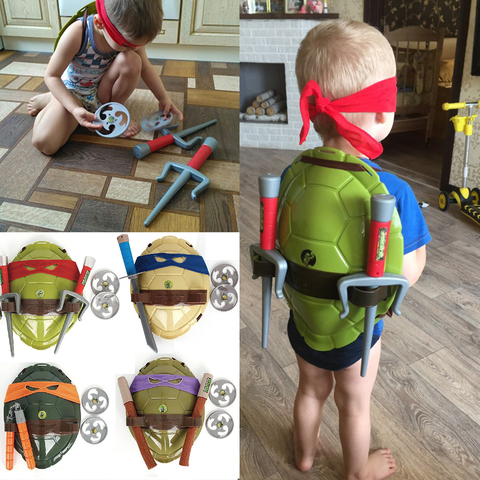 Turtles Armor Toy Weapons Turtle Raphael Michelangelo Leonardo Figure Cosplay Mask Shell Weapon Props Party for boy Kids ► Photo 1/6