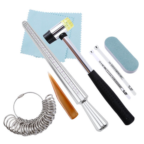 US UK Ring Sizer Measuring Tool Set Aluminum Ring Mandrel with Finger Gauges Metal Ring Sizer Tool Set For Jewelry Making DIY ► Photo 1/6