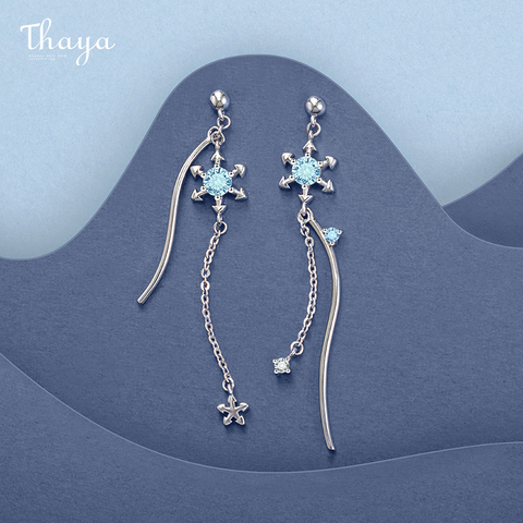 Thaya Silver Plated Snow Earring Drop Dangle Blue Crystal Silver Color Charms Season Sereis For Women Fashion Gift Fine Jewelry ► Photo 1/6