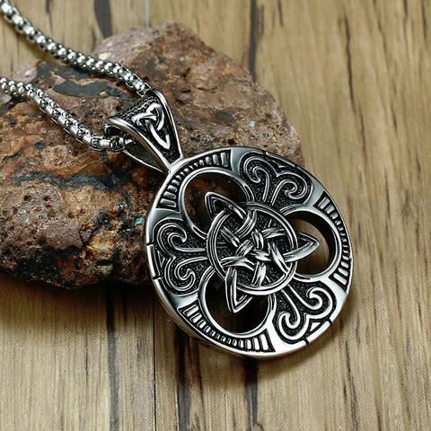 Men's Lrish Celtics Trinitys Knot and Satanic Pendant Necklace for Men Stainless Steel Unisex Vintage Gotycki Male Jewelry ► Photo 1/5