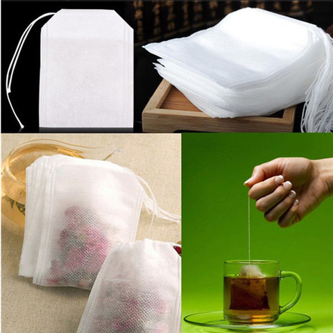100 Pcs 5x7cm Disposable Empty Tea Bags Bags for Tea Bag with String Heal Seal Tea Infuser Non-woven Paper Filter Teabags ► Photo 1/6