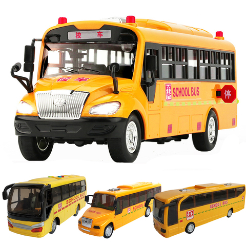 4 Styles Inertial School Bus Model Toys Acousto Optic Vehicle Lighting up Music Cars Toys for Children Boy Birthday Xmas Gift ► Photo 1/6
