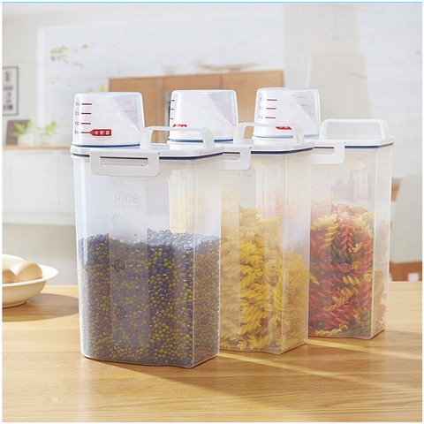 New Food Storage Box Clear Container Set with Pour Lids Kitchen Food Sealed Snacks Dried Fruit Grains Tank Storage Cereal Box ► Photo 1/4