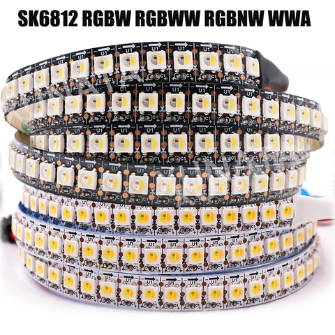 DC5V SK6812 RGBW RGBWW RGBNW WWA Led Strip Light 4 in 1 Similar WS2812B 1m 2m 5m 30 60 144 LEDs Individual Addressable LED Light ► Photo 1/6