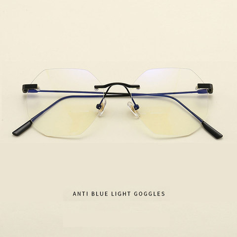Metal Frame Glasses Rimless Eyewear Unisex Anti Blue Ray and Optical Eye Glasses New Arrival Spring Hinges Hot Selling ► Photo 1/6