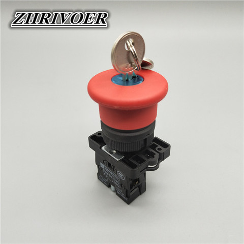 22mm XB2-ES142C 40mm Mushroom Head Emergency Stop Push Button Switch with Key 10A/600V ► Photo 1/1