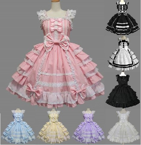 Classic Lolita Dress Women's Layered Cosplay Costume Cotton JSK Dress for Girl 10 Colors ► Photo 1/6