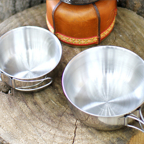 Outdoor stainless Steel folding bowl camping portable multifunctional picnic set cooker Mountaineering Cup tableware mug camp ► Photo 1/5