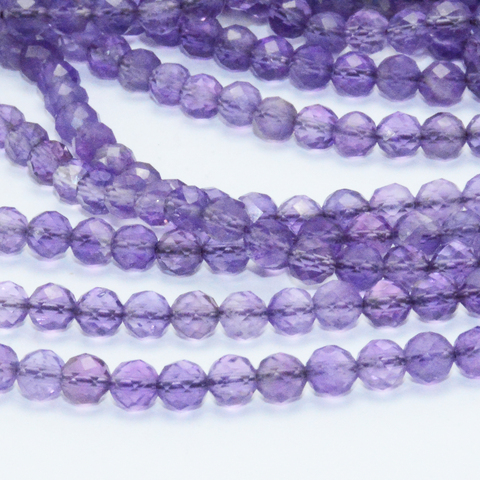 Natural Clean Light  Amethyst Faceted Round Beads 4.5mm ► Photo 1/5