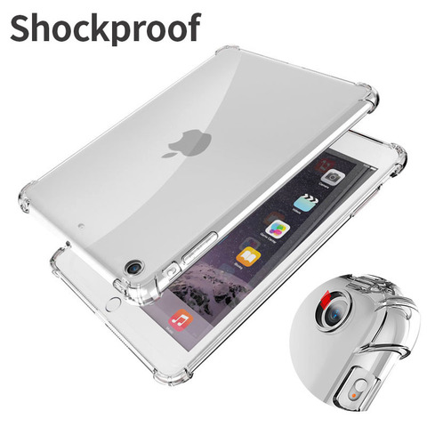 Shockproof silicone case for iPad Mini Air Pro 1 2 3 4 5 6 7 8 7.9 9.7 10.2 10.5 11 flexible bumper clear transparent back cover ► Photo 1/6