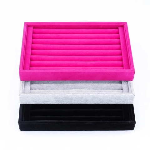 Velvet Suede Ring Earrings Organizer Ear Studs Jewelry Display Stand Holder Rack Showcase Plate Fashion Jewelry Box Case Casket ► Photo 1/6