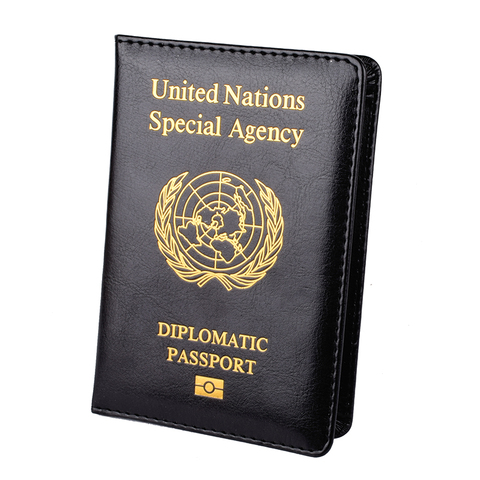 Leather United Nations Diplomatic Passport Cover Travel Document Protective Case ID Card Holder for Men and Women Special Agency ► Photo 1/6