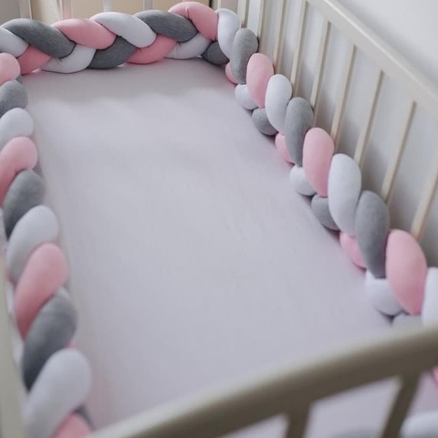 1M/2M/3M/4M Baby Bumper Crib Cot Protector Infant Bebe Bedding Set for Baby Boy Girl Braid Knot Pillow Cushion Room Decor ► Photo 1/6