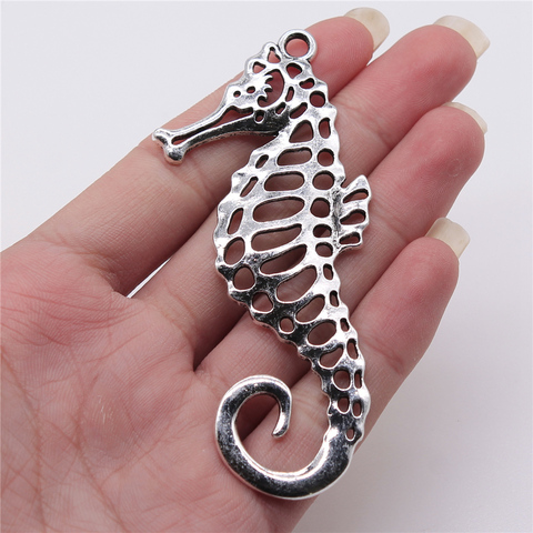 WYSIWYG 1pcs Charms Hippocampus 40x90mm Antique Silver Color Pendant Hippocampus Charms For Jewelry Making Jewelry Findings ► Photo 1/3