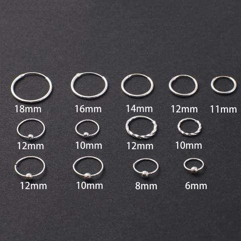 Sterling  Simple Ear Bone Hoop Earrings 6-18mm Round Circle Earrings Hoops for Women Men ► Photo 1/6