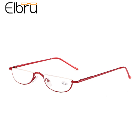 Elbru Small Half-frame Reading Glasses Ultra Light Spring Legs Portable Personality Glasses Fashion Presbyopic Glasses Unisex ► Photo 1/5