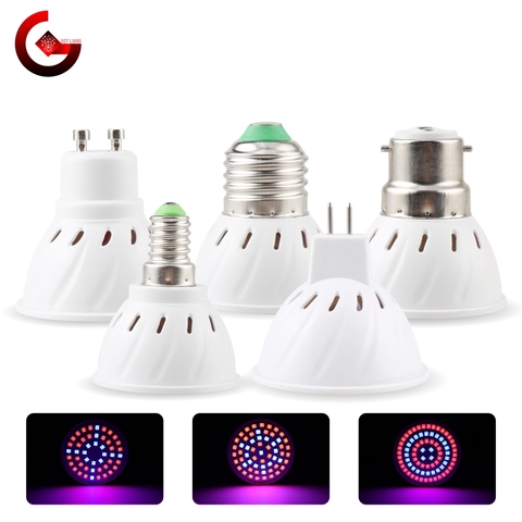 Led Grow Bulb E27 E14 GU10 MR16 B22 220V Hydroponic Growth Light 3w 4w 5w Full Spectrum For Flower Plant Hydroponic Growing Lamp ► Photo 1/6