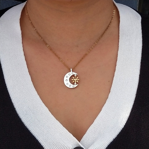 hzew new Pair Of Celestial  gold Sun And silver color Moon Necklaces Best Friends Gift For Friend  men women ► Photo 1/6