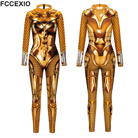 FCCEXIO The Wonder is Magic Woman Movie Pattern 3D Print Sexy Bodysuits Women Plus Size Long Sleeve Cosplay New Jumpsuit ► Photo 1/6