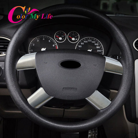 Color My Life 4Pcs/set Stainless Steel Car Steering Wheel Panel Sequins Cover Trim for Ford Focus 2 Mk2 2005-2012 Accessories ► Photo 1/6