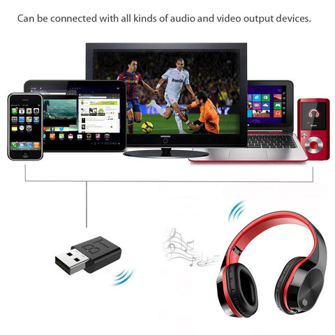TV Bluetooth Headphones T5 bluetooth Headphone HiFi Deep Bass Wireless TV Headphone with Transmitter Stick For TV Computer Phone ► Photo 1/6