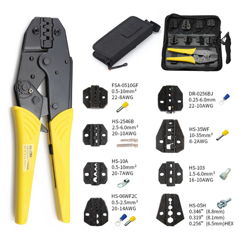 Crimping pliers HS-03BC 8 jaw for plug /tube/insulation/no insulation/crimping cap/coaxial cable terminals kit 230mm clamp tools ► Photo 1/6