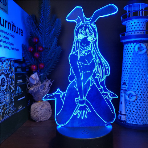 BUNNY GIRL SENPAI ANIME Light LAMP MAI SAKURAJIMA Pose 3D Illusion Led Nightlights Color Changing Lampara For Birthday Gift ► Photo 1/6