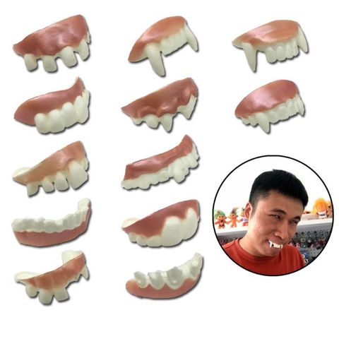 12pcs/set Halloween Party Prank Toys Simulation Rotten Teeth Vampire Denture Masquerade Cosplay Fake Teeth Trick Props ► Photo 1/6