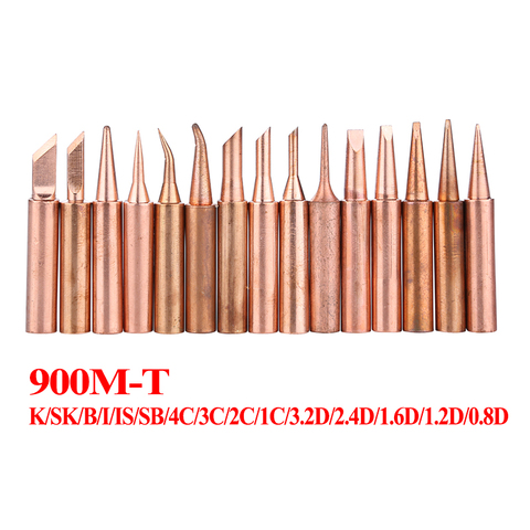 Pure Copper 900M-T Series Soldering Iron Tips 900M-T-K 900M-T-I Welding Sting Solder Iron Tip for 936 Soldering Rework Station ► Photo 1/6
